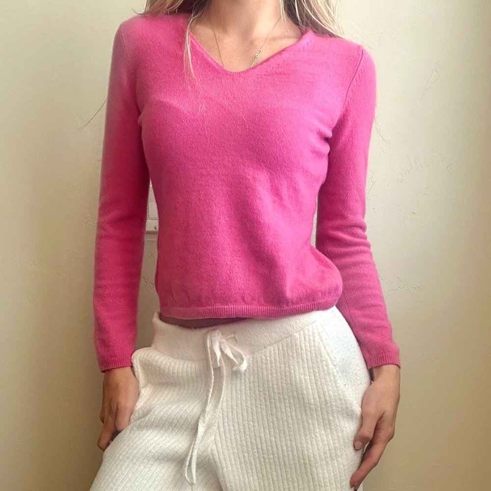 Ann Taylor Y2K Coquette Preppy Cozy Sugar Plum Purple/Pink Cashmere Sweater